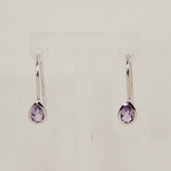 Sterling Silver Amethyst Teardrop Shape Earrings